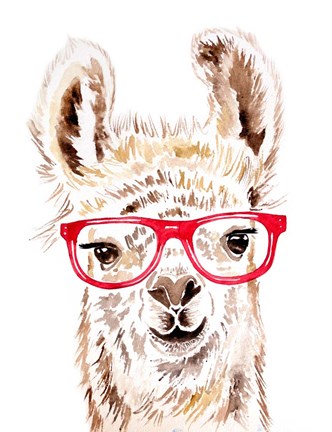 Framed Llama in Glasses Print