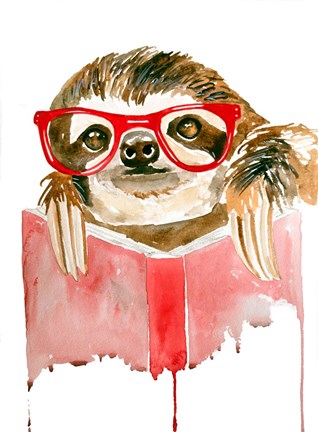 Framed Reading Sloth Print