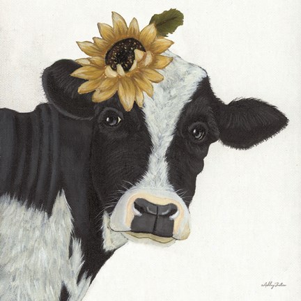 Framed Sunflower Cow Print