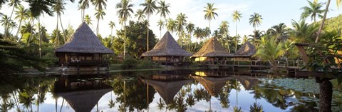 Framed Overwater bungalows in a resort, Bali Hai Hotel,Tahiti Print