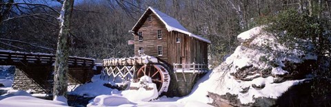 Framed Watermill in a forest, Glade Creek Grist Mill, West Virginia Print