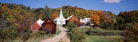 Framed Vermont, Waits River, Village in autumn Print