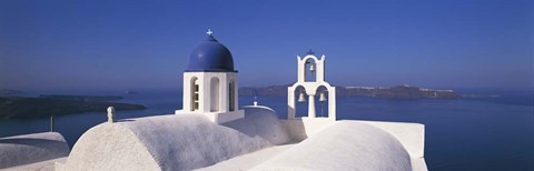 Framed Church Aegean Sea Santorini Greece Print