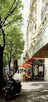 Framed Motor scooter parked on the street, Paris, France Print