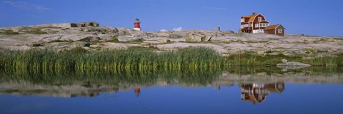 Framed Reflection Of A Lighthouse, Sweden Print