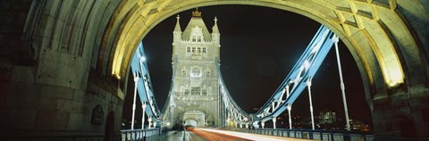 Framed Bridge lit up at night, Tower Bridge, London Print