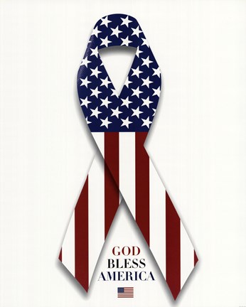 Framed American Flag and Ribbon Print