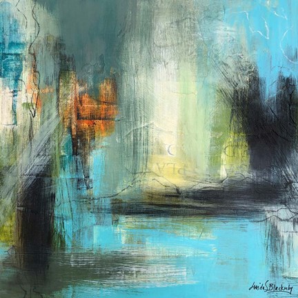 Framed Aqua Serenity 1 Print