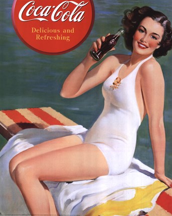 Framed Coca-Cola Pinup Print