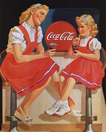 Framed Coca-Cola Young Girls Print