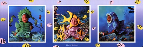 Framed Water Babies In The Sea Print