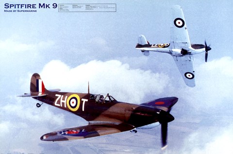 Framed Airplane Spitfire Mk-9 Print
