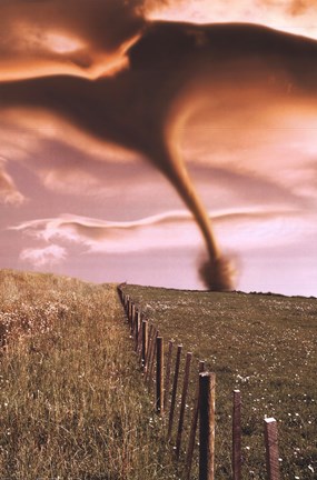 Framed Tornado On Field Print