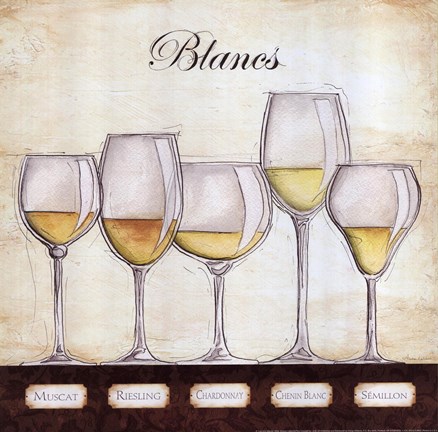Framed Les Vins Blancs Print