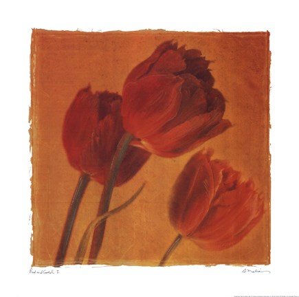 Framed Red  Gold I Print