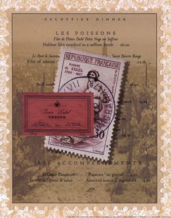 Framed French Menu Print