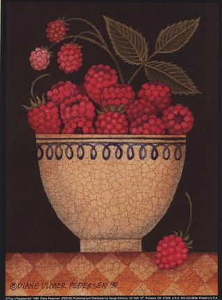Framed Cup O&#39; Raspberries Print