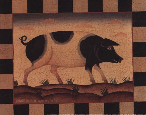 Framed Farm Pig Print