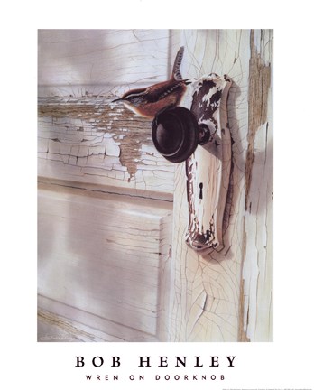 Framed Wren on the Doorknob Print
