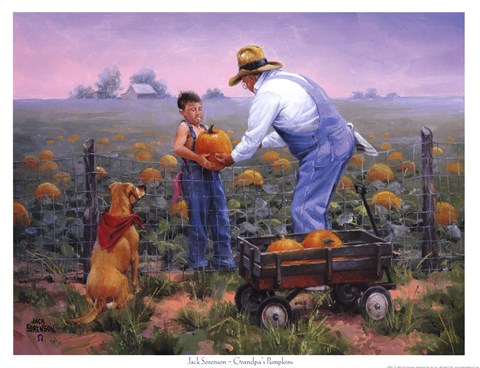 Framed Grandpas Pumpkins Print
