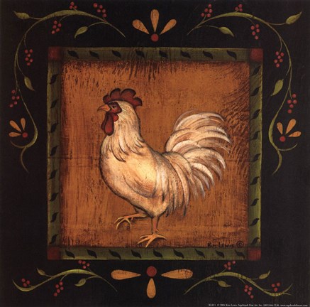 Framed Square Rooster Left Print