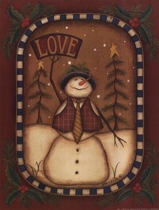 Framed Love Snowman Print