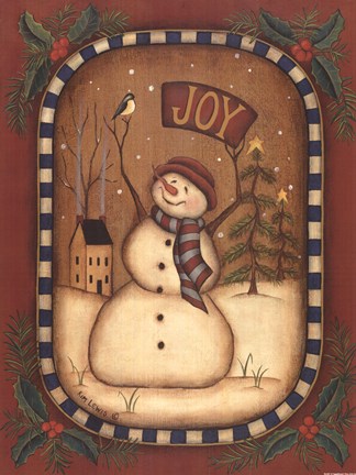 Framed Joy Snowman Print