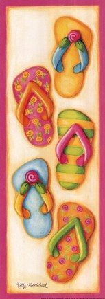 Framed Pink Flip Flop Group Print