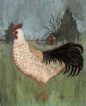 Framed White Rooster Print