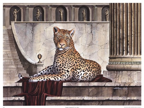 Framed Temple Leopards II Print