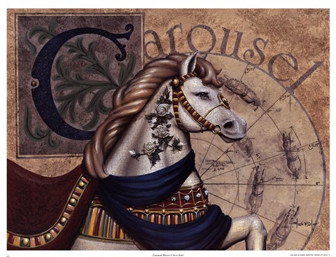 Framed Carousel Horses I Print