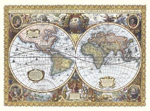 Framed World Map 1663 Print