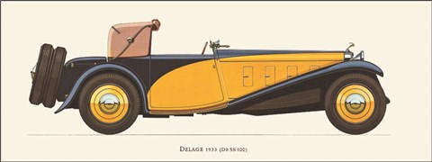 Framed Delage 1933 Print