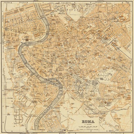 Framed Mapa Di Roma, 1898 Print