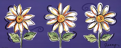 Framed 3 White Daisies Print