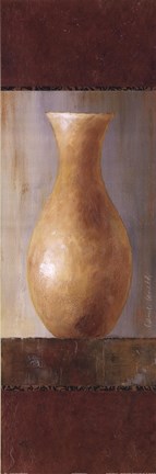 Framed Rustic Gold Flower Vase II Print