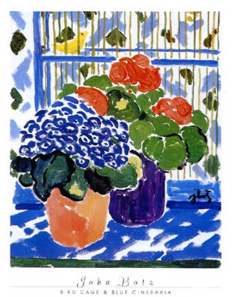 Framed Bird Cage and Blue Print