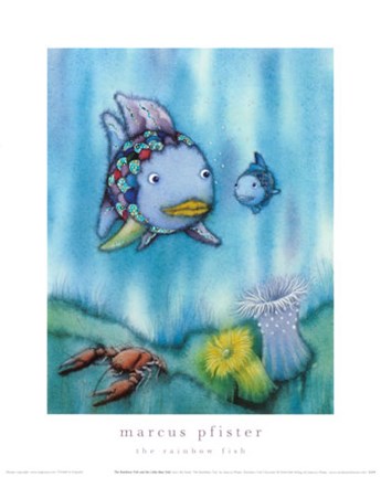 Framed Rainbow Fish and Little Blue Fish Print