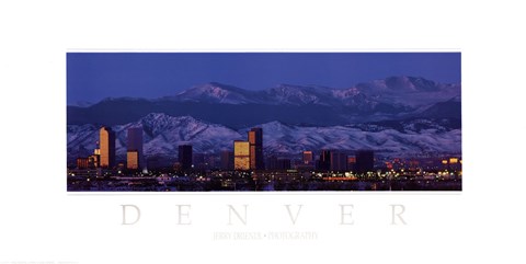 Framed Denver-Skyline and Mountains Print