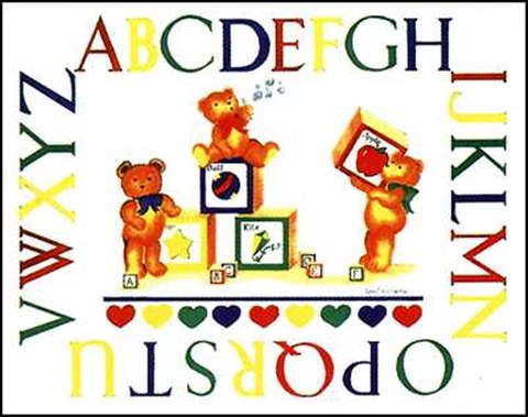 Framed Alphabet Block Bears Print