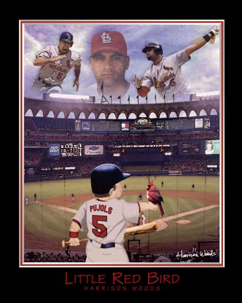 Framed Little Red Bird - Albert Pujols Print