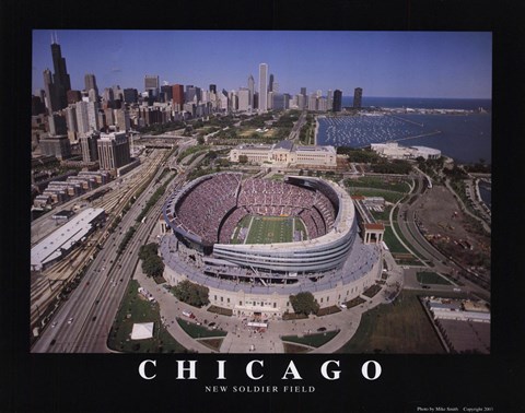Framed Chicago - New Soldier Field - Bears Print