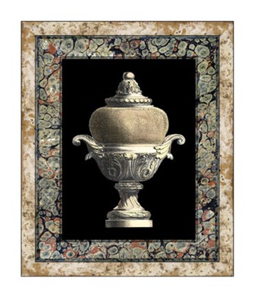 Framed Urn on Marbleized Background II Print