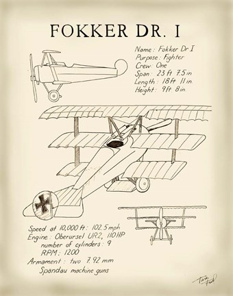 Framed Fokker Dreidecker Print