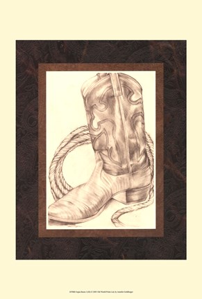 Framed Sepia Boots I (HI) Print
