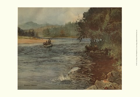 Framed Salmon Fishing Print
