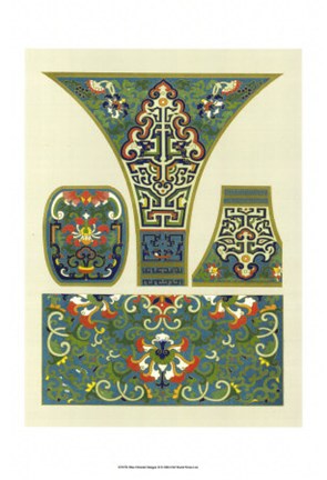 Framed Blue Oriental Designs II Print
