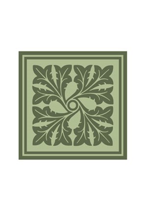 Framed Tonal Woodblock in Green III Print