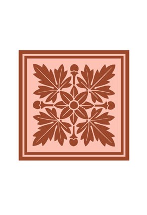 Framed Tonal Woodblock in Coral I Print