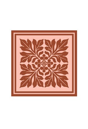 Framed Tonal Woodblock in Coral II Print